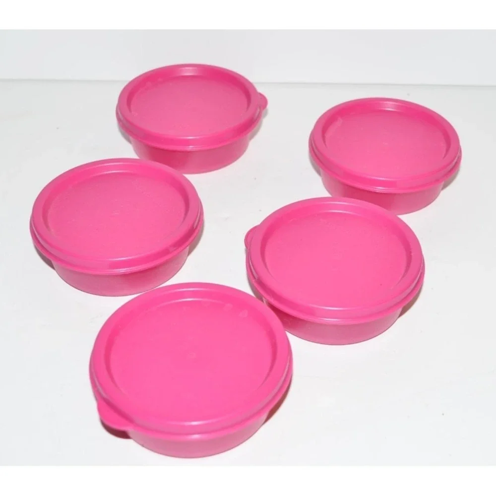Tupperware Half Snack Cups Giant Smidget Mini Bowl  Pink  2oz 1642 Set 5